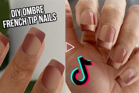 NEW VIRAL TIKTOK NAIL TREND AT HOME | ombre nail art French manicure tutorial | fall nails 2022
