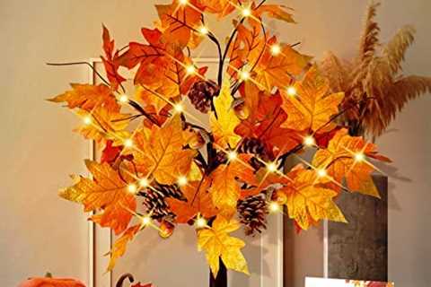 CKE 24 Inch Artificial Fall Tree Lighted Maple Tree Battery USB Operated w/Timer, 24 LED..