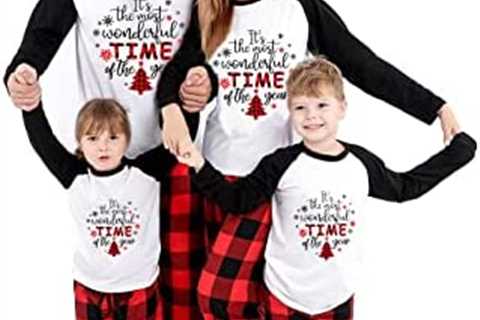 Matching Christmas Family Pajamas Set, Holiday Cute Print Top and Plaid Pants Pjs Set for Women,..