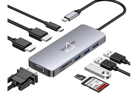 USB C Docking Station Dual Monitor, Laptop Docking Station for Windows, 9-in-1 with Dual HDMI