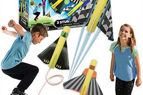 Stomp Rocket Original Stunt Planes Set for Kids – Soars 100 Feet – 3 Foam Planes with Unique Tricks ..