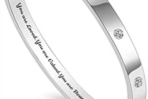 Inspirational Bracelets Gifts Silver Bangle Bracelets For Women Non-Tarnish Stainless Steel..