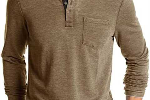 Lexiart Mens Fashion Henley Shirts Long Sleeve Button Cotton T-Shirt with Pocket