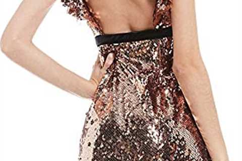 Free People Womens Sequined Mini Party Dress