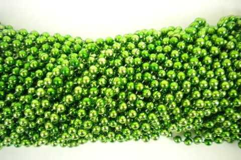33 inch Round Metallic Lime Green Mardi Gras Beads – 6 Dozen (72 necklaces)