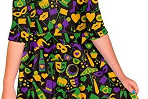 Remimi Girls Valentine’s Day Dress Mardi Gras Costume Holiday Skater Twirly Dresses 3-14 Years