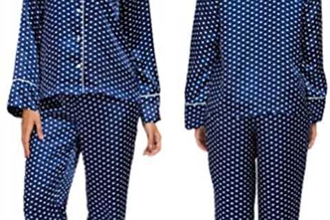 ALCEA ROSEA Womens Silk Satin Pajamas Set Long Sleeves and Button Down Pjs Sleepwear Loungewear..