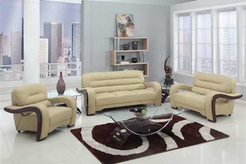 Global United 992BEI-3PC 3 pc Latitude run aramis modern style beige genuine leather sofa , love..