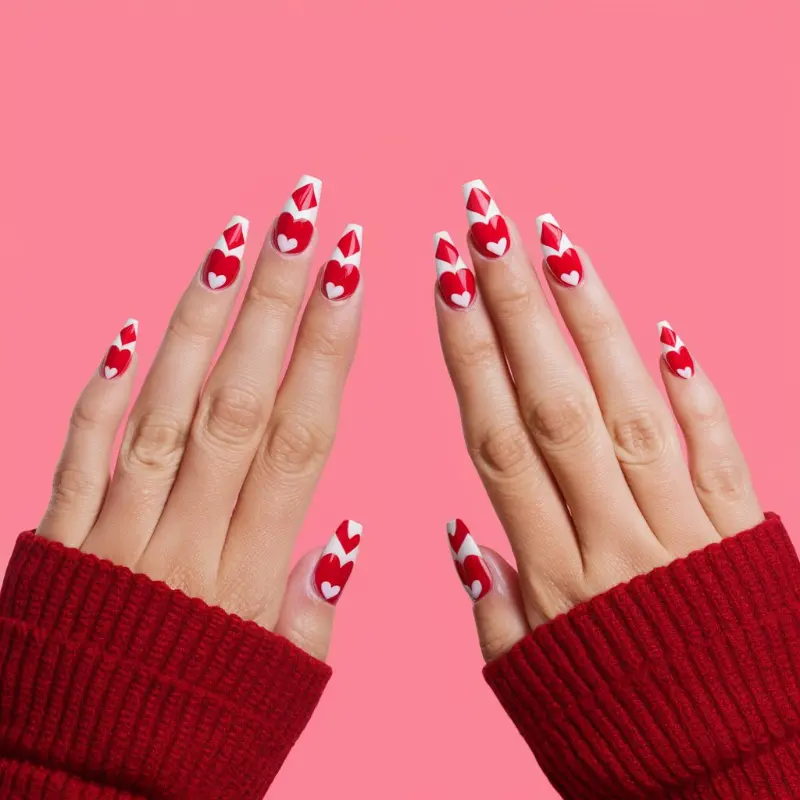 Valentine Heart Nails: Cute & Creative Nail Art Ideas - Gloss and Vibes